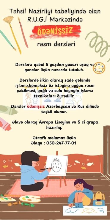 arduino kursları: Təhsil Nazirliyinin nəzdində fəaliyyət göstərən Rəsm uşaq və gənc
