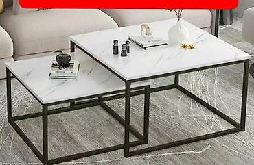 nocni ormarici forma ideale: Set klub stočića – 2 komada - Moderni dizajn: pravougaone ploče sa — 1