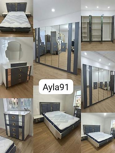 Yataq otağı dəsti – müasir dizayn, boz-ağ rəng palitrası, qızılı dekor lalafo.az -da Yataq otağı dəsti – müasir dizayn, boz-ağ rəng palitrası, qızılı dekor