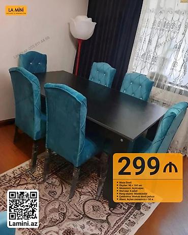 Masa Dəsti - Ölçülər: 90 x 160 sm - Mexanizm: Açılmayan - Stul sayı