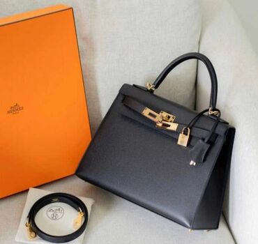 Torbe: Hermès bag new color black With box skin