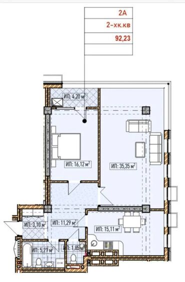 Продажа квартир: 2 комнаты, 92 м², Элитка, 12 этаж, ПСО (под самоотделку)
