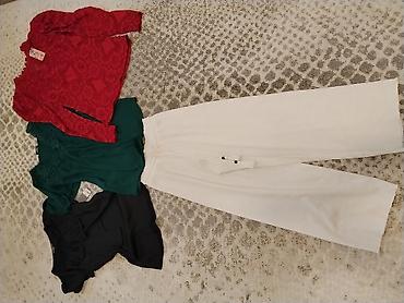 mona loznica: Ženska garderoba – komplet - Bele široke pantalone, lagan materijal — 1