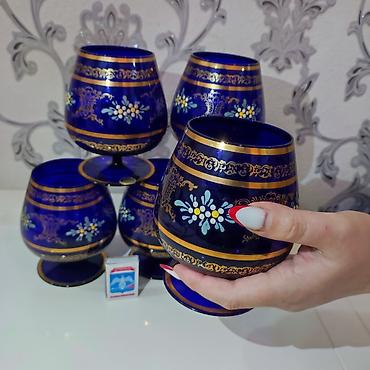 kibrit qutusu: Qədəhlər, rəng - Göy, Şüşə, 6 ədədli dəst, 250 ml — 1