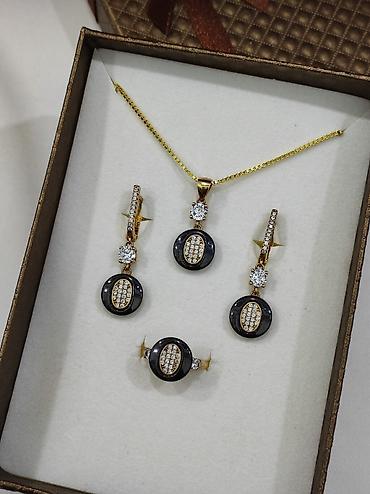 Серебряные наборы украшений: Серебряный Набор+ Цепочка Серебро МС напыление жёлтое золото 925 — 7