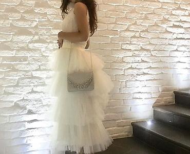 ag canta: Ağ rəngli ziyafət/gecə libası - Model: çoxqatlı tül ətəkli, beldən — 1