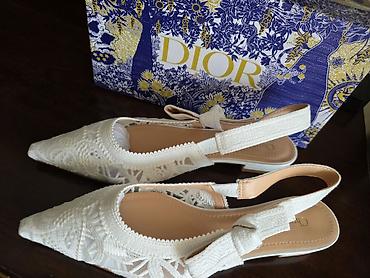 dior b30: Ажурные балетки-слинги с открытой пяткой - Цвет: молочный/айвори - — 2