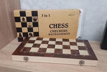 мячи для настольного тенниса: Деревянные шахматы 3 в 1 ♟️В комплекте 32 фигурки + шашки ♟️Размер