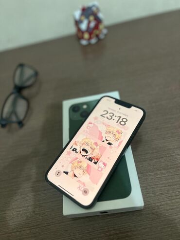 купить айфон 8 плюс новый оригинал: IPhone 13, Колдонулган, 128 ГБ, Жашыл, Куту, 86 %