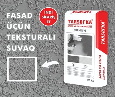 Digər tikinti materialları: TARSOFKA Məhsulun qiymətləri: TARSOFKA 25 kq - 11.5 AZN (15-20 kv.m