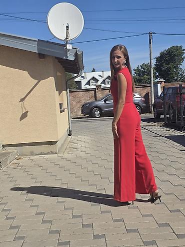 jena cane: Elegantni ženski crveni kombinezon - Model: dugačak kombinezon sa — 2