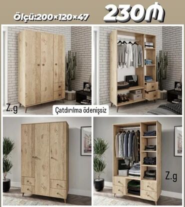 Dolablar: Açılan, 3 qapılı Düz dolab, Şifonyer