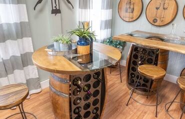 Boçkalar və çəlləklər: Dekorativ Taxta yarım boçka sifarişlə. Dekor yarı çəllək şam — 15