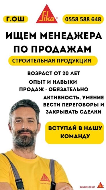 газоблок работа: Вакансия: Менеджер по продажам (строительная продукция), г. Ош