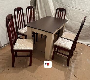 yığılan stol: Kvadrat masa, 5 stul