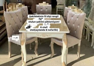 stul stol: 6 stul, İşlənmiş, Taxta, Azərbaycan, Çatdırılma yoxdur