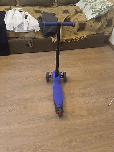 самокат беговел: Детский трехколесный самокат - Цвет: синий (платформа) с черной — 2