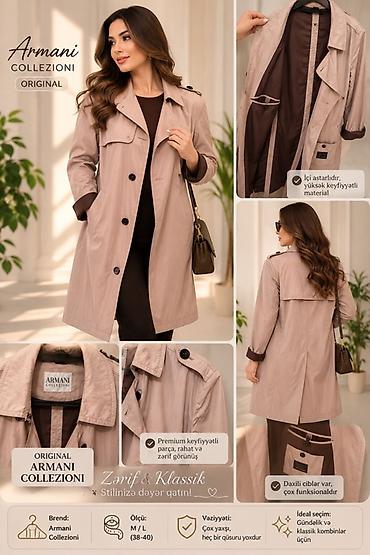 Plaşlar: Armani Collezioni Original trench palto - Rəng: Açıq bej, içi qəhvəyi — 2