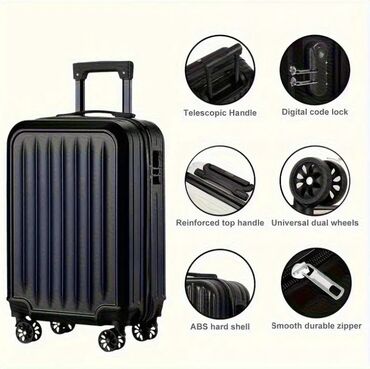 Çantalar: Yeni
Çamadan S ölçü
Reng- Qara
Uzunluq 55 sm
Eni 33 sm
Dərinlik 20 sm — 8