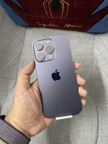 Apple iPhone: IPhone 14 Pro Max, Б/у, 256 ГБ, Deep Purple, Зарядное устройство, Защитное стекло, Чехол, 87 %
