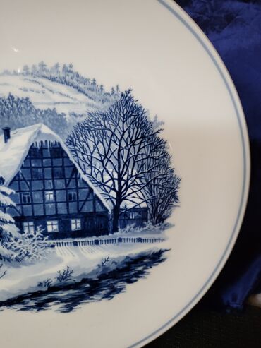 Ostali antikviteti: Tanjir za na zid Meissen 1934 do 1945g,zimski pejzaz. Porcelanski — 4