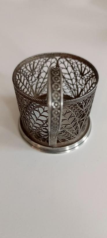 Gümüş naxışlı stəkanaltı (filigran işləmə) - Material: metal; zərif