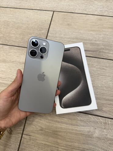 айфона 15: IPhone 15 Pro Max, Жаңы, 256 ГБ, Natural Titanium, Коргоочу айнек, Каптама, Куту, 86 %