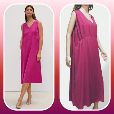 haljina na falte: 2XL (EU 44), 3XL (EU 46), color - Pink, Evening, With the straps