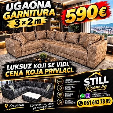klub sto imitacija mermera: Ugaona garnitura modernog i luksuznog izgleda, dimenzija 3 x 2 m — 1