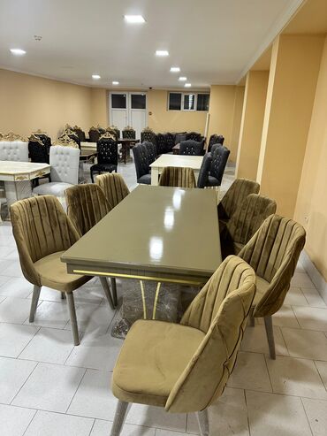 salon oturacaqlari: Masa ve 8 oturacag 900 azn sifariwle hazirlanir seherici catdirma