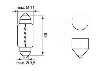 Sijalice: Sijalica za vozilo – C5W (SV8.5) 12V, 5W, dužina 35 mm - Tip: C5W — 10
