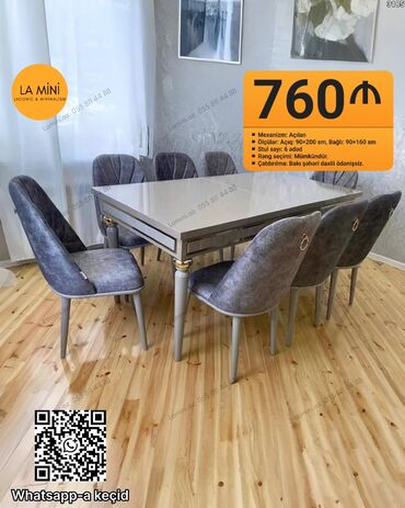 прозрачный стол: Qonaq otağı üçün, Açılan, Dördbucaq masa, 6 stul lalafo.az -da прозрачный стол: Qonaq otağı üçün, Açılan, Dördbucaq masa, 6 stul