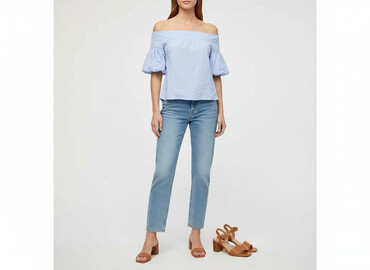 czarne bluzki z odkrytymi ramionami: H&M, Women's blouse, size XS
