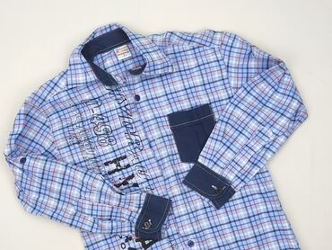 koszule wiązane w pasie: Shirt 7 years, condition - Perfect, pattern - Cell, color - Blue
