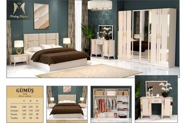 Yataq otağı dəstləri: 2 təknəfərlik çarpayı, Tumba, Dolab, 2 tumba, Azərbaycan, Yeni — 18