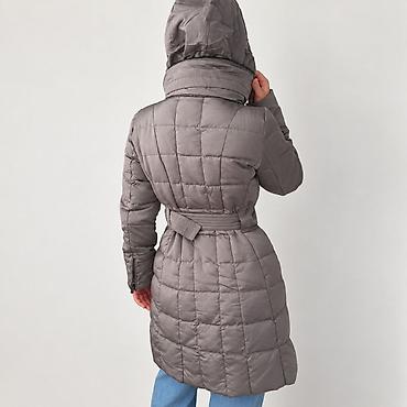 Личные вещи: Zara | Женское стёганое пальто-пуховик, серо‑графитовый цвет. - Длина — 4