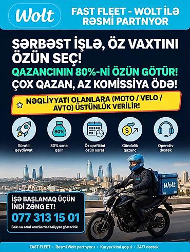 Moto-kuryer tələb olunur, Gündəlik ödəniş