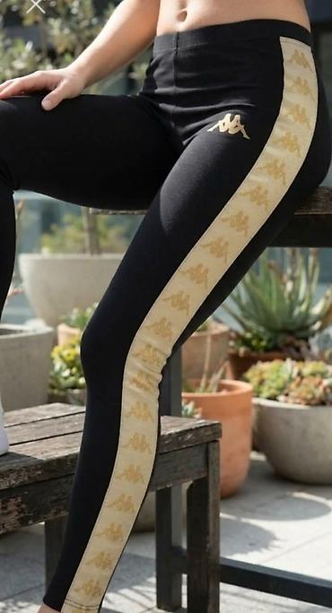 nike kapa: Ženske sportske helanke Kappa - Boja: crna sa bež zlatnim bočnim — 1