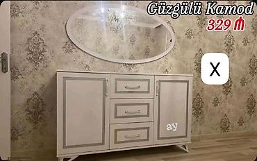 Komodlar: Güzgülü kamod - Rəng: ağ, boz haşiyələr ilə - Komplekt: iri oval — 1