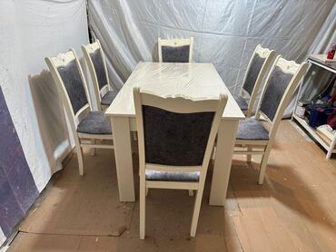 stol stul 2 ci əl: Для гостиной, Нераскладной, Прямоугольный стол, 6 стульев