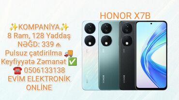 телефон fly od1: Honor X7b, 128 GB, rəng - Bej, Sensor, Barmaq izi, Face ID