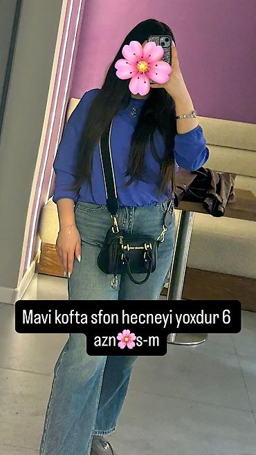 kofta modelləri: Məhsul: Mavi kofta - Rəng: Mavi - Ölçü: S–M - Model: Uzunqollu, rahat — 1