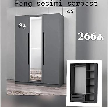 Mebel: 3 qapılı dolab (orta qapı güzgülü) - Minimalist, modern