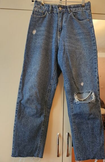 женские джинсы с высокой талией: Джинсы S (EU 36), цвет - Синий
