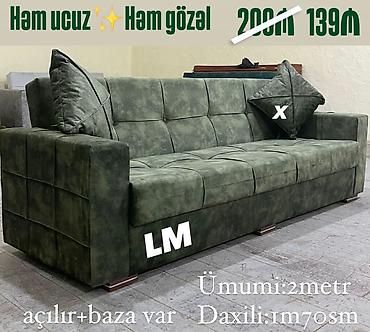 divan şəkilləri: Yaşıl rəngli, klassik üslubda 3 nəfərlik divan. - Ölçü (ümumi): 2 metr — 1