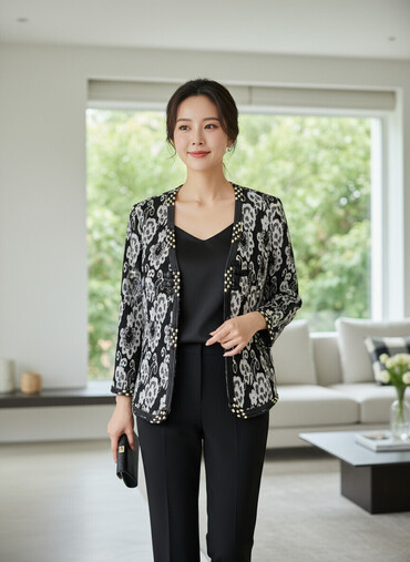 Kardiqanlar, jaketlər: Qadın üçün şıq jaketlər dəsti - Model 1: MK Merry K markalı, qara-ağ — 1