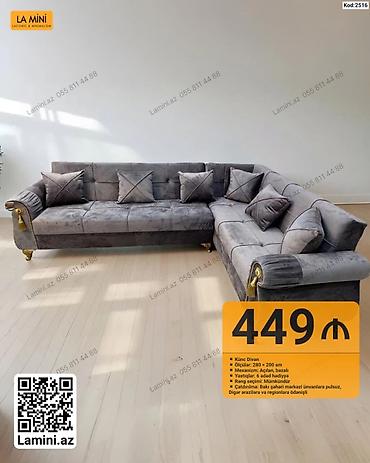 Диваны: Künc divan – Kod: 2516 - Ölçü: 280 × 200 sm - Mexanizm: açılan — 1