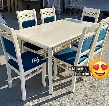 kunc divan deri: Qonaq otağı üçün, Yeni, Dördbucaq masa, 6 stul — 1