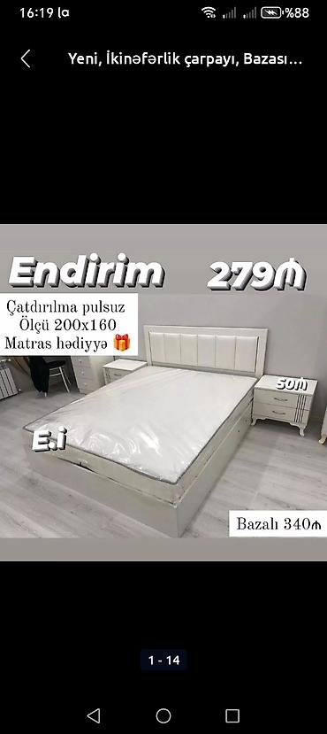 dowekler: Yeni, İkinəfərlik çarpayı, Bazalı, Matras ilə, Siyirməsiz — 2