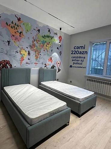 Uşaq/yeniyetmə otağı üçün müasir tək nəfərlik çarpayı modeli. Yumşaq